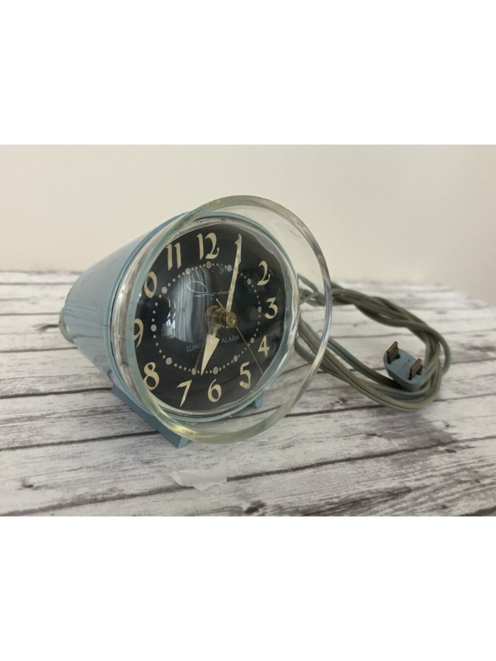 Ingraham "Princess" Blue Midcentury Modern Electric Alarm Clock 1950s Works!!!